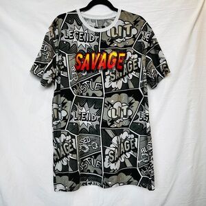 Hustle Savage Black & White Short Sleeve T-shirt Size 2XL